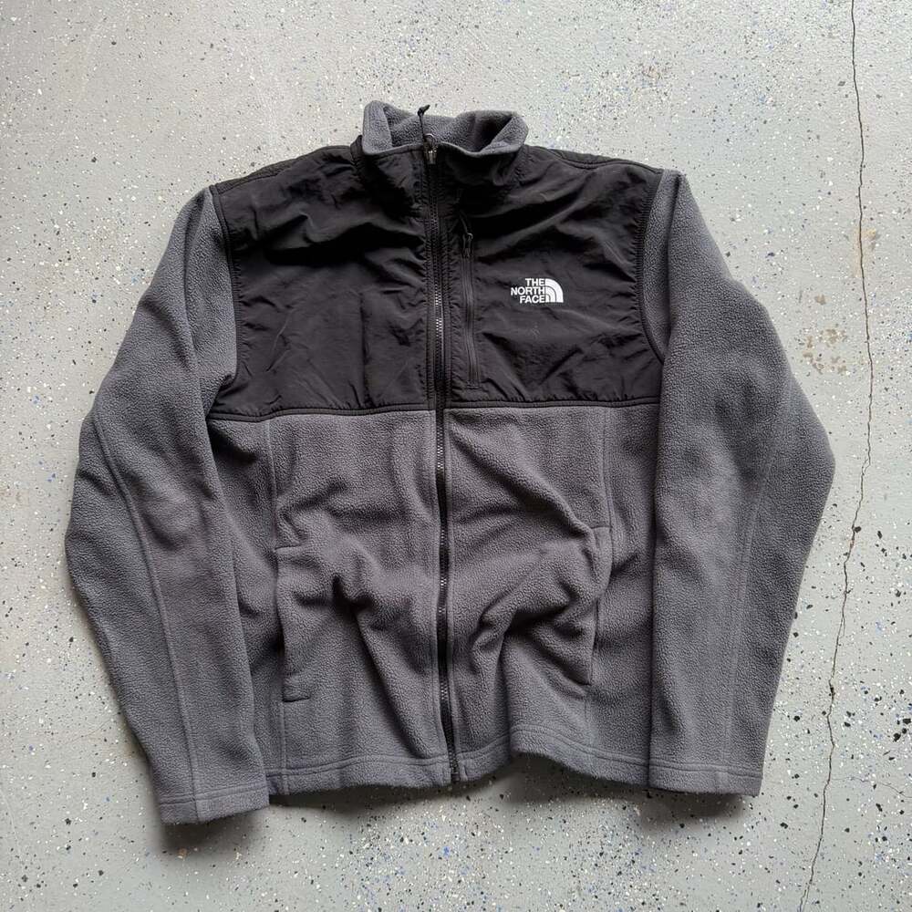 The North Face Full Zip Fleece Jacket Mens Medium Gray Black Outdoor